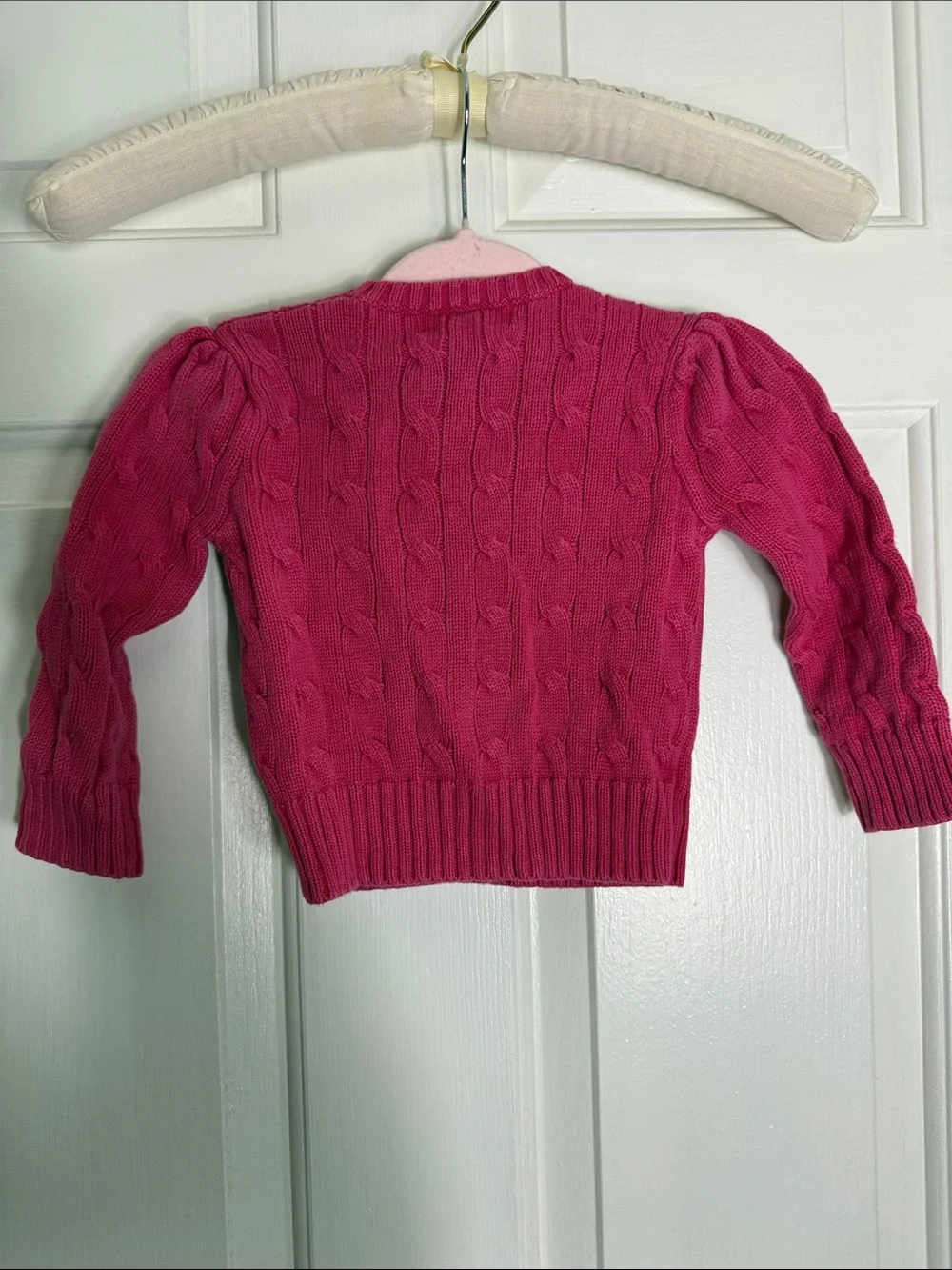 Ralph Lauren Hot Pink Cable Knit Cardigan - Girls